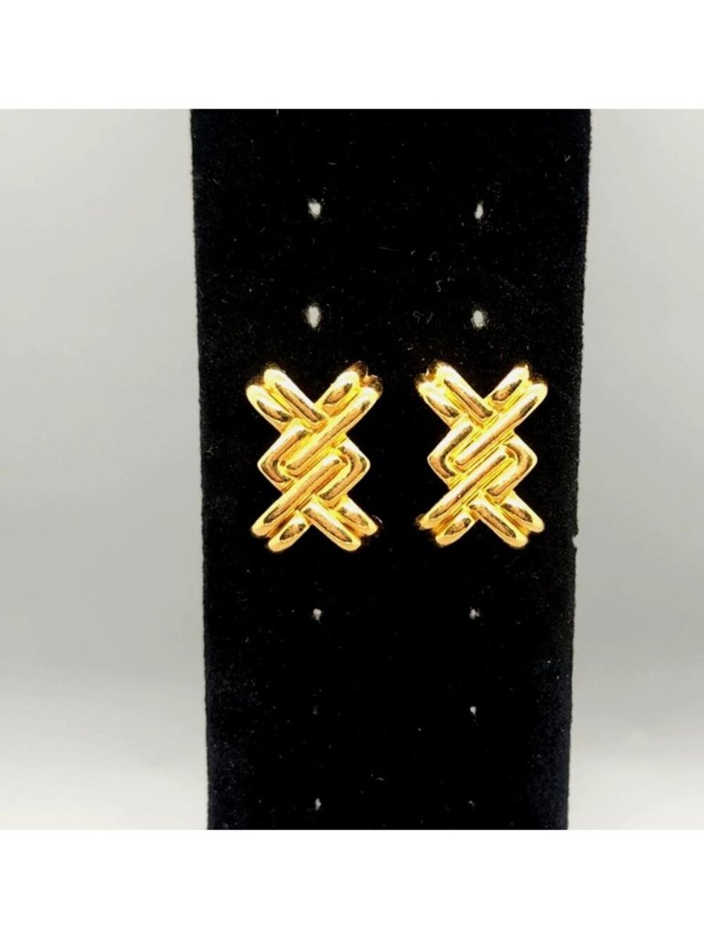 Gold-Tone Interwoven Post Earrings With Textured Backing